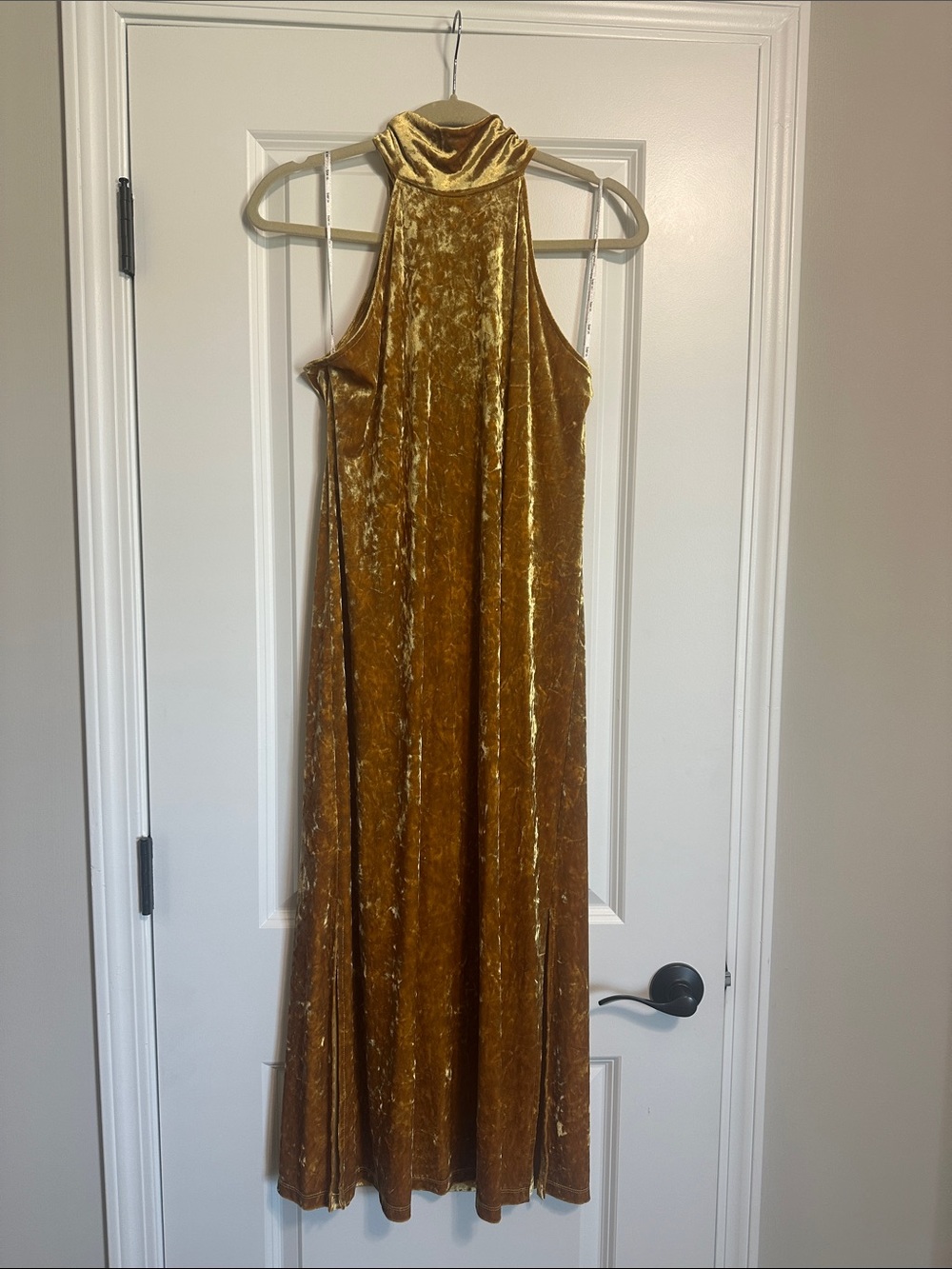 Bar III Gold Velvet High-Neck Maxi Dress